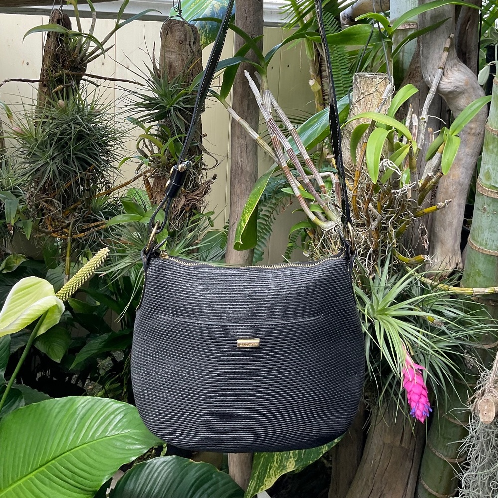 Eric Javits Black Woven Raffia Bag